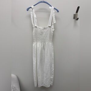 Wilfred White Smocked Sundress with Tie Straps